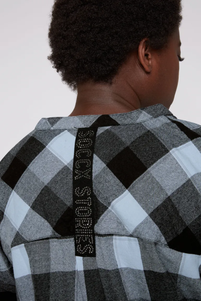 Best CAMP DAVID & SOCCX Lange Karobluse aus Flanell cozy blue cozyblue
