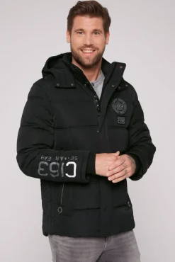 Cheap CAMP DAVID & SOCCX Lange Steppjacke mit Kapuze und Rücken-Artwork black