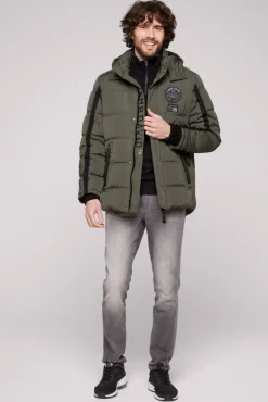 Cheap CAMP DAVID & SOCCX Lange Steppjacke mit Kapuze und Rücken-Artwork medium khaki mediumkhaki