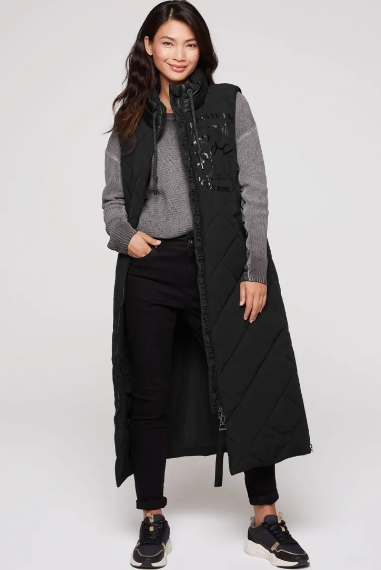Best CAMP DAVID & SOCCX Lange Steppweste mit Shiny-Details black