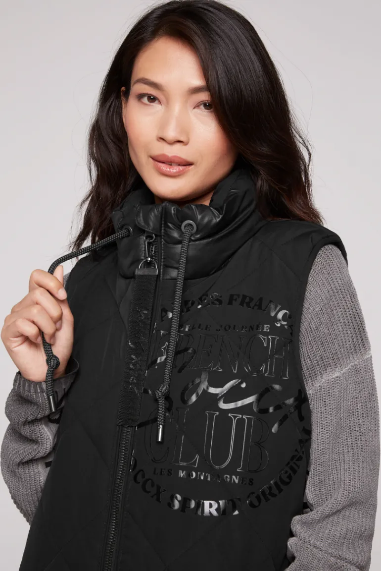Best CAMP DAVID & SOCCX Lange Steppweste mit Shiny-Details black