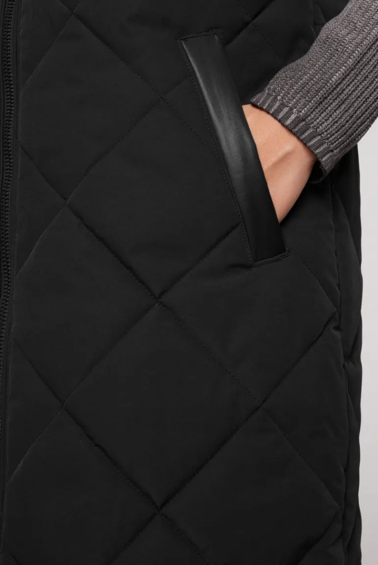 Best CAMP DAVID & SOCCX Lange Steppweste mit Shiny-Details black