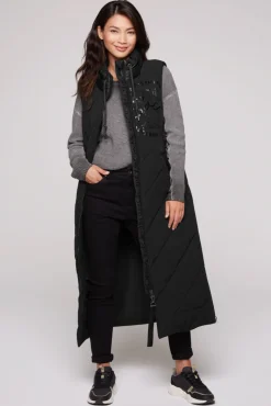 Best CAMP DAVID & SOCCX Lange Steppweste mit Shiny-Details black