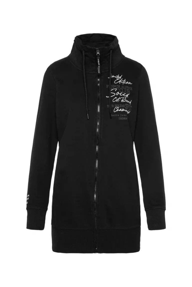 Cheap CAMP DAVID & SOCCX Lange Sweatjacke mit hohem Kragen black