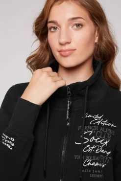 Cheap CAMP DAVID & SOCCX Lange Sweatjacke mit hohem Kragen black