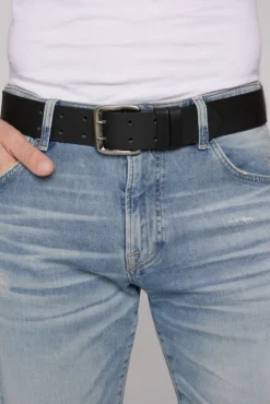 Cheap CAMP DAVID & SOCCX Ledergürtel mit Doppeldornschließe black