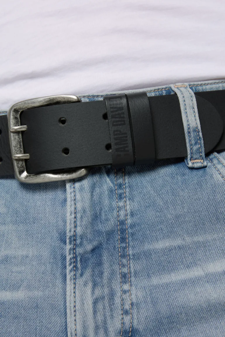 Cheap CAMP DAVID & SOCCX Ledergürtel mit Doppeldornschließe black