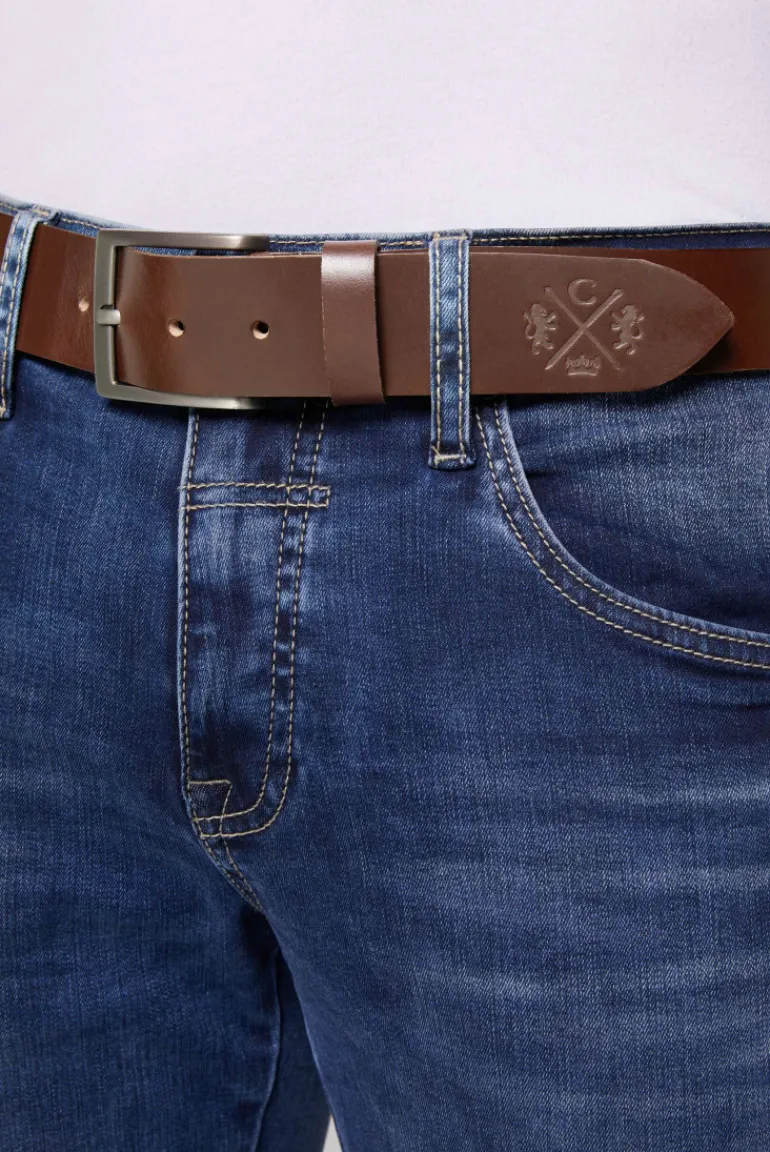 Store CAMP DAVID & SOCCX Ledergürtel mit matter Dornschließe brown