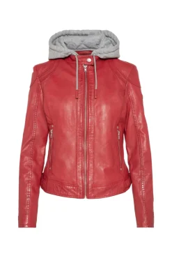 Shop CAMP DAVID & SOCCX Lederjacke im Biker-Stil mit Kapuzeneinsatz red