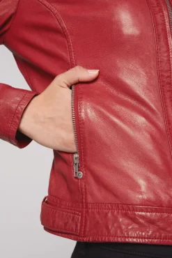 Shop CAMP DAVID & SOCCX Lederjacke im Biker-Stil mit Kapuzeneinsatz red