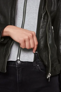 Cheap CAMP DAVID & SOCCX Lederjacke im Biker-Stil mit Kapuzeneinsatz black
