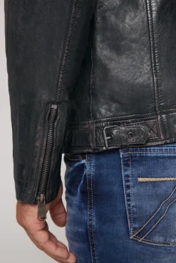 Clearance CAMP DAVID & SOCCX Lederjacke im Racing-Stil mit Patches navy