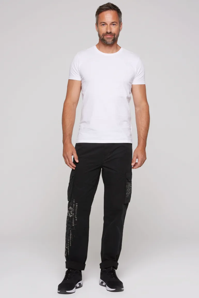 Best Sale CAMP DAVID & SOCCX Leichte Cargohose mit Label Prints black