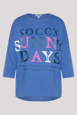 Cheap CAMP DAVID & SOCCX Leichtes Sweatshirt mit Logo Print pool blue poolblue