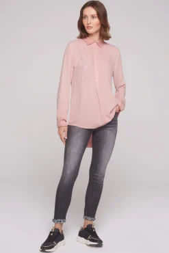 Cheap CAMP DAVID & SOCCX Longbluse Oil Dyed mit Logo aus Schmucksteinen rose blush roseblush