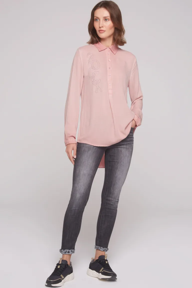 Cheap CAMP DAVID & SOCCX Longbluse Oil Dyed mit Logo aus Schmucksteinen rose blush roseblush