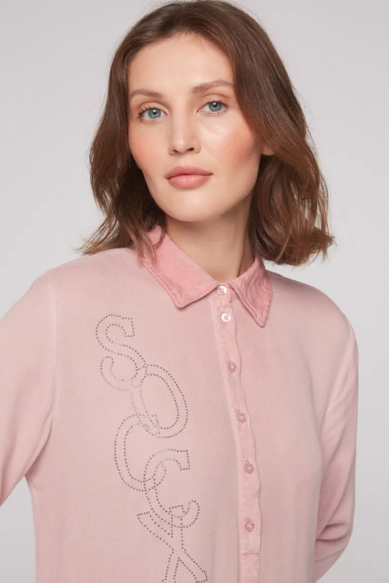 Cheap CAMP DAVID & SOCCX Longbluse Oil Dyed mit Logo aus Schmucksteinen rose blush roseblush
