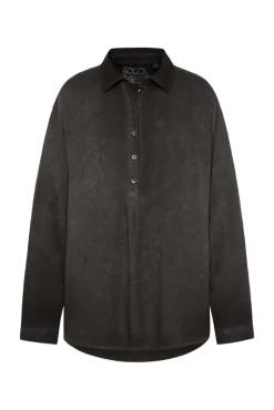 Discount CAMP DAVID & SOCCX Longbluse Oil Dyed mit Logo aus Schmucksteinen black