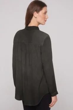 Discount CAMP DAVID & SOCCX Longbluse Oil Dyed mit Logo aus Schmucksteinen black