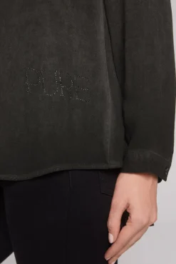Discount CAMP DAVID & SOCCX Longbluse Oil Dyed mit Logo aus Schmucksteinen black