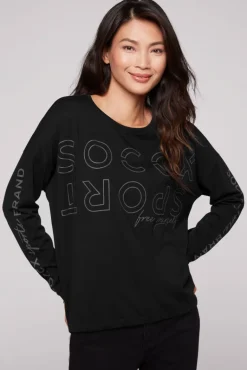 Store CAMP DAVID & SOCCX Longsleeve mit Logo Prints und verstellbaren Elastiksaum black