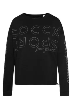 Store CAMP DAVID & SOCCX Longsleeve mit Logo Prints und verstellbaren Elastiksaum black