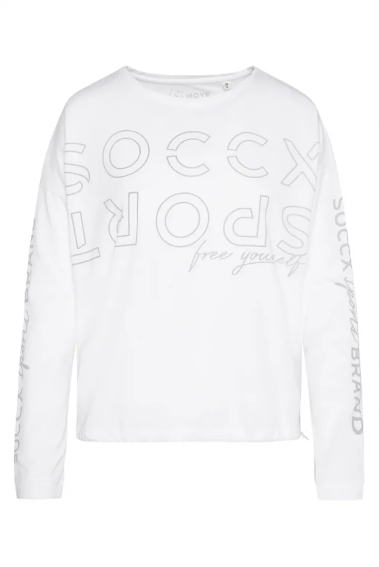 Clearance CAMP DAVID & SOCCX Longsleeve mit Logo Prints und verstellbaren Elastiksaum opticwhite