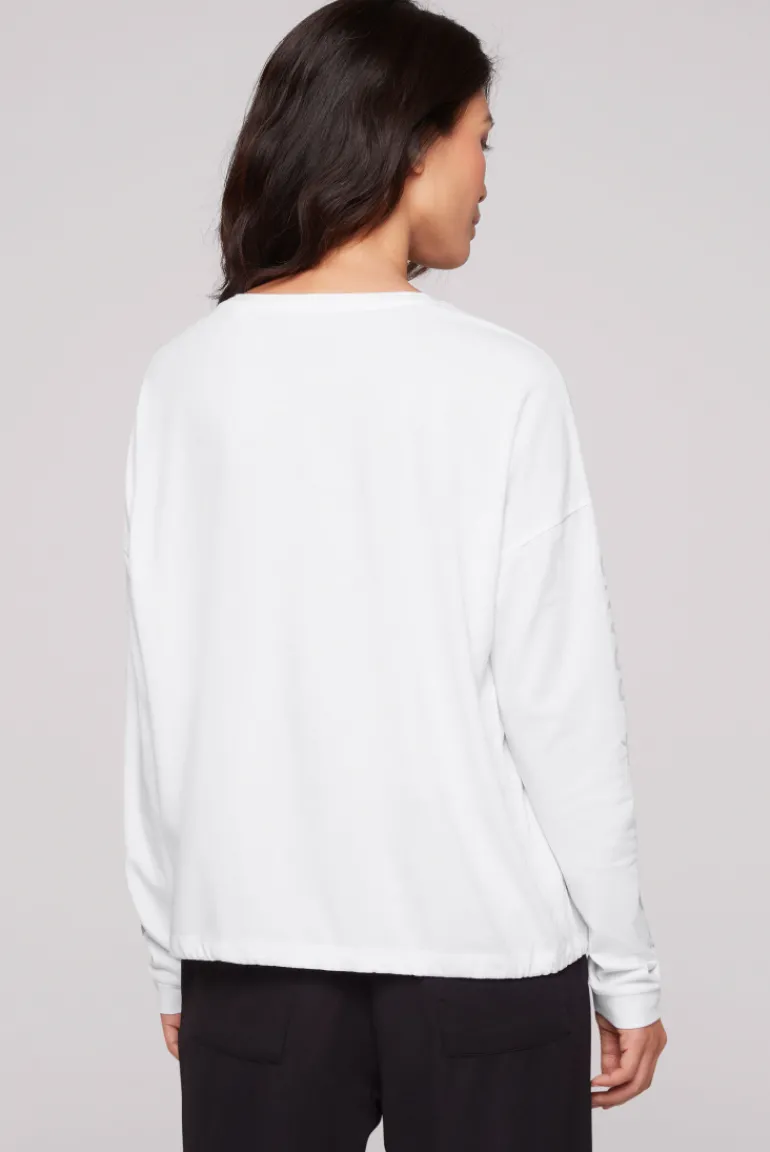 Clearance CAMP DAVID & SOCCX Longsleeve mit Logo Prints und verstellbaren Elastiksaum opticwhite