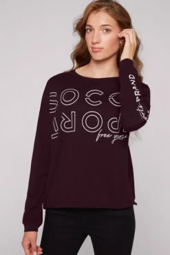 Discount CAMP DAVID & SOCCX Longsleeve mit Logo Prints und verstellbaren Elastiksaum deep plum deepplum