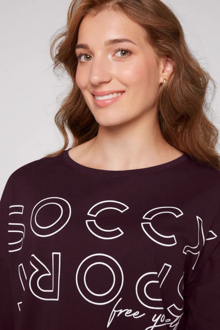 Discount CAMP DAVID & SOCCX Longsleeve mit Logo Prints und verstellbaren Elastiksaum deep plum deepplum