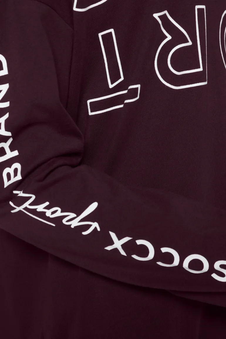 Discount CAMP DAVID & SOCCX Longsleeve mit Logo Prints und verstellbaren Elastiksaum deep plum deepplum