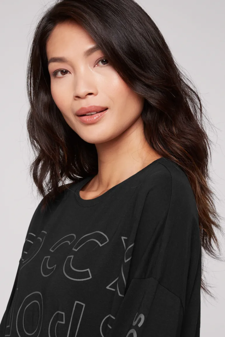 Best Sale CAMP DAVID & SOCCX Longsleeve mit Logo Prints und verstellbaren Elastiksaum black