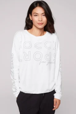 Flash Sale CAMP DAVID & SOCCX Longsleeve mit Logo Prints und verstellbaren Elastiksaum opticwhite