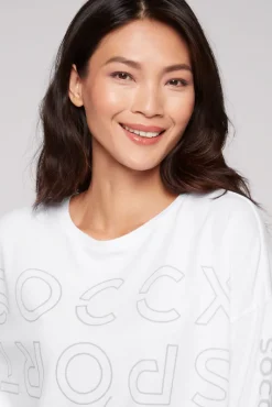 Flash Sale CAMP DAVID & SOCCX Longsleeve mit Logo Prints und verstellbaren Elastiksaum opticwhite