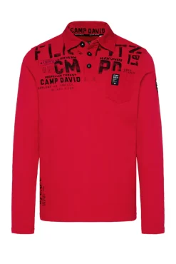 Outlet CAMP DAVID & SOCCX Longsleeve mit Polokragen und Artworks flight red flightred
