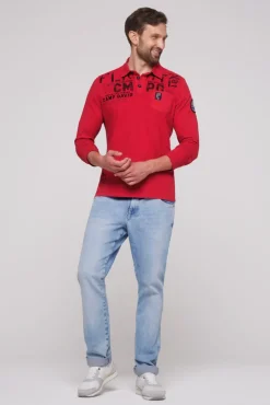 Outlet CAMP DAVID & SOCCX Longsleeve mit Polokragen und Artworks flight red flightred