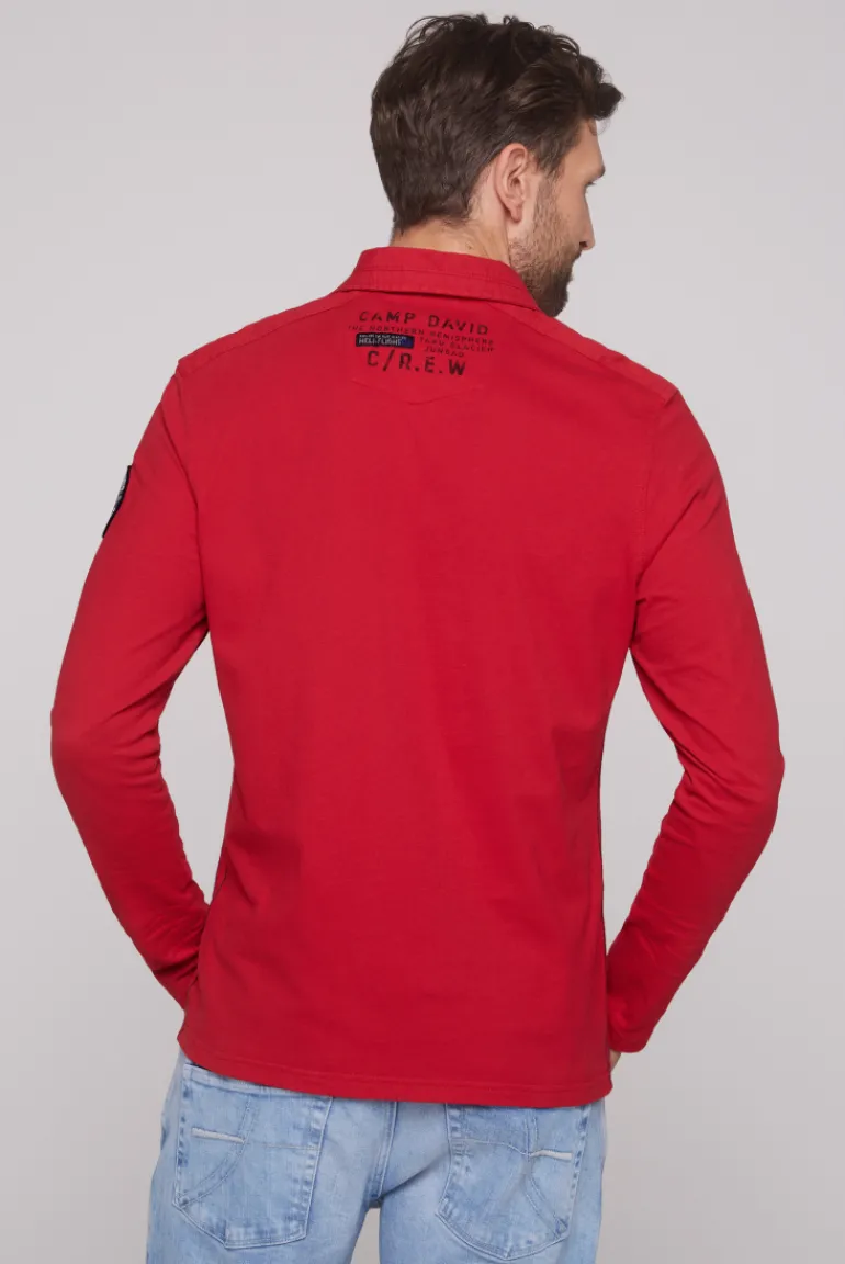 Outlet CAMP DAVID & SOCCX Longsleeve mit Polokragen und Artworks flight red flightred