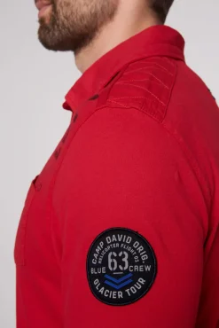 Outlet CAMP DAVID & SOCCX Longsleeve mit Polokragen und Artworks flight red flightred