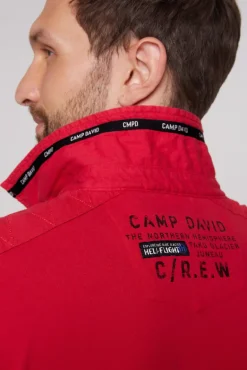 Outlet CAMP DAVID & SOCCX Longsleeve mit Polokragen und Artworks flight red flightred