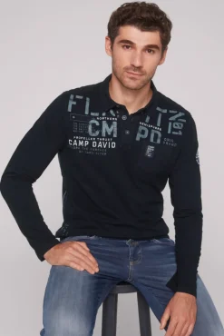 Store CAMP DAVID & SOCCX Longsleeve mit Polokragen und Artworks blue navy bluenavy
