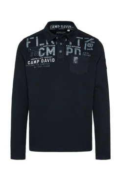 Store CAMP DAVID & SOCCX Longsleeve mit Polokragen und Artworks blue navy bluenavy
