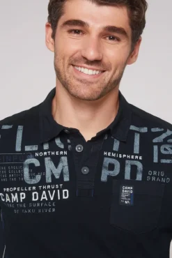 Store CAMP DAVID & SOCCX Longsleeve mit Polokragen und Artworks blue navy bluenavy