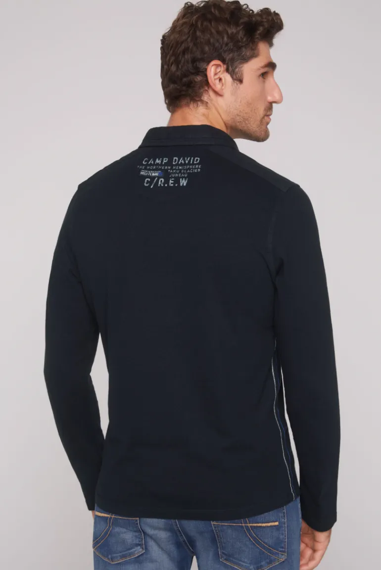 Store CAMP DAVID & SOCCX Longsleeve mit Polokragen und Artworks blue navy bluenavy