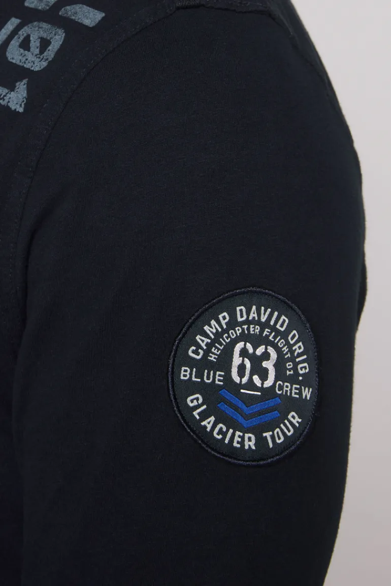 Store CAMP DAVID & SOCCX Longsleeve mit Polokragen und Artworks blue navy bluenavy