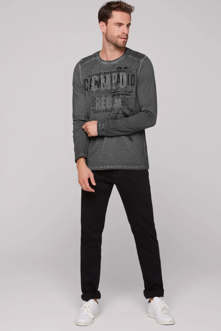 Online CAMP DAVID & SOCCX Longsleeve mit Tapes und Logo-Applikationen granite