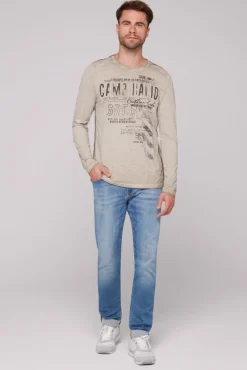 Best CAMP DAVID & SOCCX Longsleeve mit Tapes und Logo-Applikationen fossil brown fossilbrown