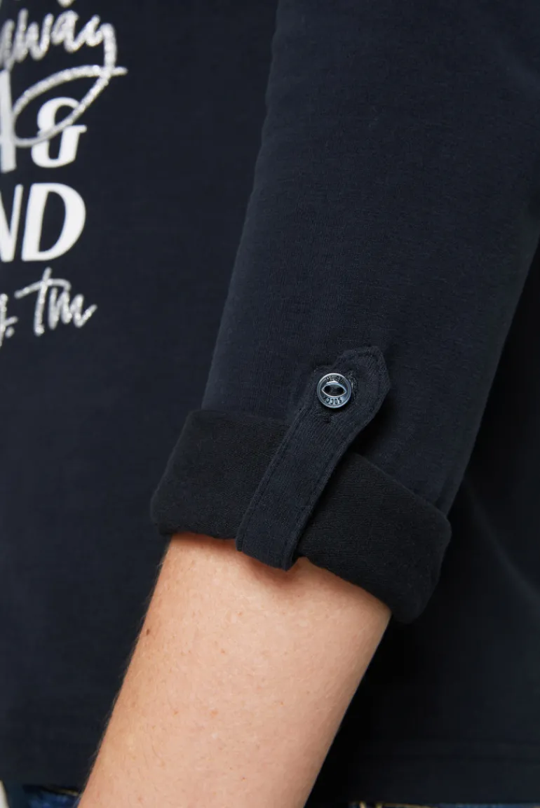 Discount CAMP DAVID & SOCCX Longsleeve mit V-Ausschnitt und Glitter-Puff-Prints blue navy bluenavy