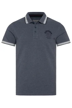 Shop CAMP DAVID & SOCCX Meliertes Poloshirt mit Two-Tone-Details blue navy melange bluenavymelange