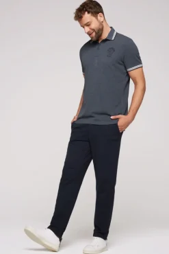 Shop CAMP DAVID & SOCCX Meliertes Poloshirt mit Two-Tone-Details blue navy melange bluenavymelange