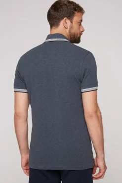 Shop CAMP DAVID & SOCCX Meliertes Poloshirt mit Two-Tone-Details blue navy melange bluenavymelange